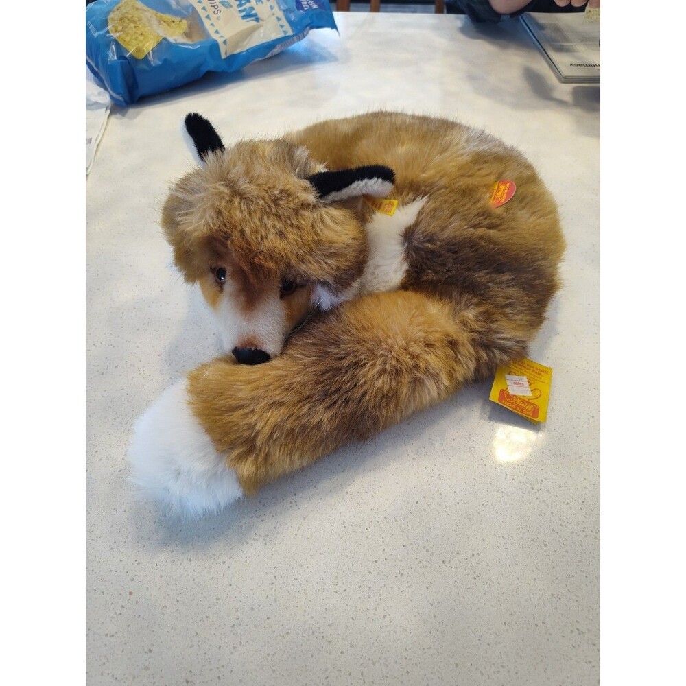 Steiff Ringel Red Fox Curled Up Germany Vintage With Tags 1542/35